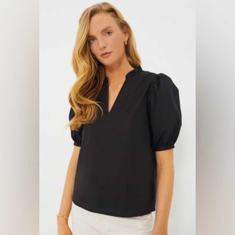 EUC Tuckernuck Hyacinth House Black Ruffle Leigh Blouse